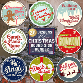 Round Retro Christmas Sign Bundle #1