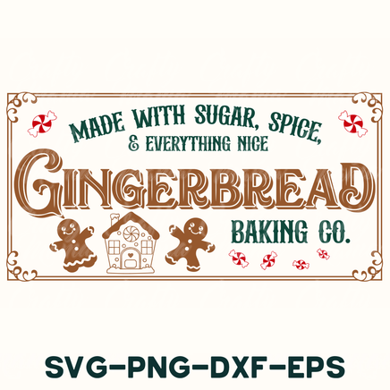 a gingerbread baking sign with gingerbread cookies