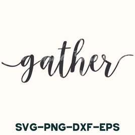 a black and white photo of the word gather