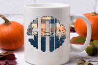 Fall Blue And Orange Plaid Monogram