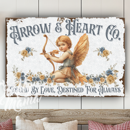 Arrow And Heart Cupid Canvas Sign