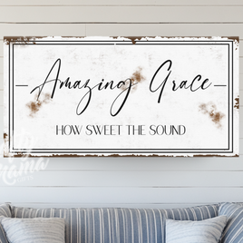 Amazing Grace Hymn Canvas Sign