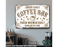 Personalized Coffee Bar Canvas Sign