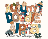 an autumn doodle applique with plaid and plaid