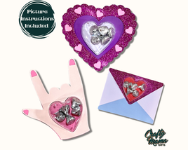 a pair of pink and purple heart shaped magnets