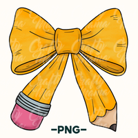 Back to School Coquette Pencil Bow Png