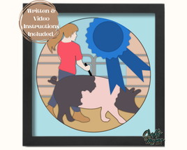 a picture of a girl holding a blue ribbon