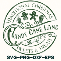 a logo for candy cane lane sweets and treats