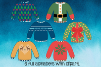 Ugly Sweater Christmas Doodle Alphabet