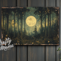 Moonlit Forest Canvas Sign