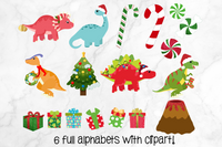 Dinosaur Christmas Doodle Alphabet