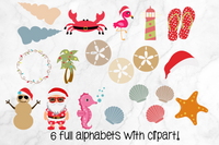 Beach Christmas Doodle Alphabet