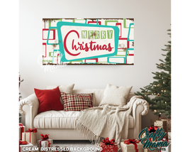 Mid Century Merry Christmas Canvas Sign