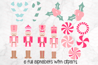 Pink Nutcracker Christmas Doodle Alphabet