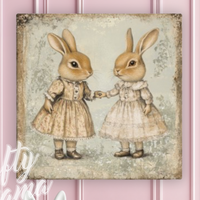 Vintage Easter Bunnies Canvas Sign