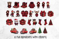 Plaid Christmas Doodle Alphabet