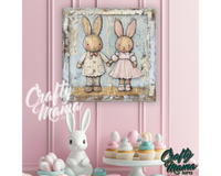 Vintage Spring Bunnies Canvas Sign