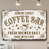 Personalized Coffee Bar Canvas Sign