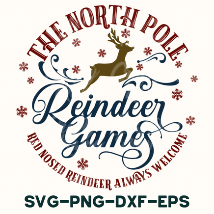 the north pole reindeer games svg - png - dxf - eps