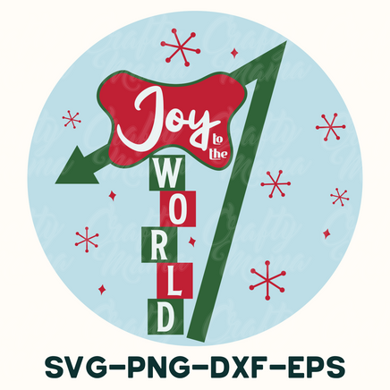 a red and green sign that says joy to the world svg - png