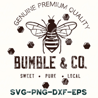 the logo for bumble & co sweet, pure, local