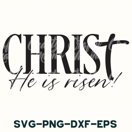 a black and white photo with the words christ he is risen