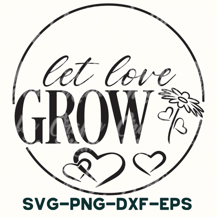 a black and white logo with the words, let love grow