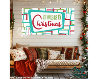 Mid Century Merry Christmas Canvas Sign