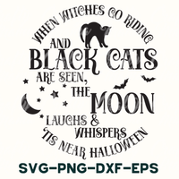 a black and white poster with the words, when witches go riding and black cats