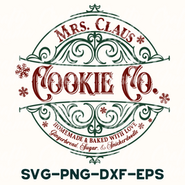 the logo for mrs claus's cookie co