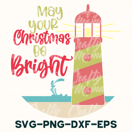 a colorful lighthouse with the words may your christmas be bright