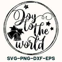 a black and white photo of a christmas ornament with the words joy to