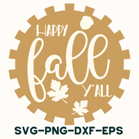 Happy Fall Y'all Round Sign Svg