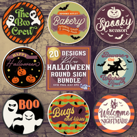 Retro Round Halloween Sign Bundle #1