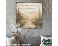 Cast Alll Your Cares On Him Canvas Sign