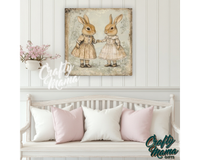 Vintage Easter Bunnies Canvas Sign