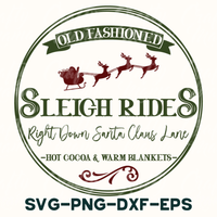 a sign that says sleigh rides right from santa claus lane