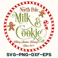 a logo for the north pole milk and cookie company