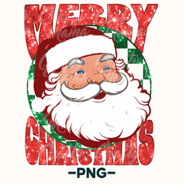 Merry Christmas Checkerboard Santa Png