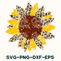 Grunge Sunflower Svg, Leopard Print