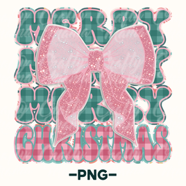 Merry Christmas Coquette Bow Png