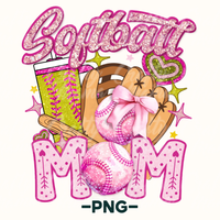 Softball Mom Coquette Bow Png