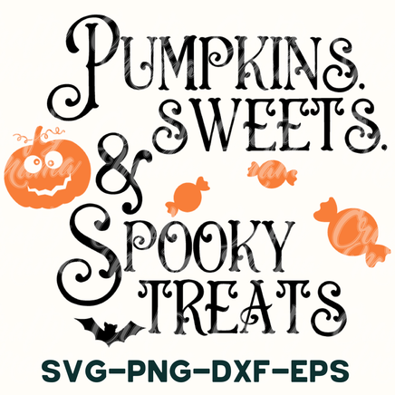 pumpkins, sweets and spooky treats svg - dxf -