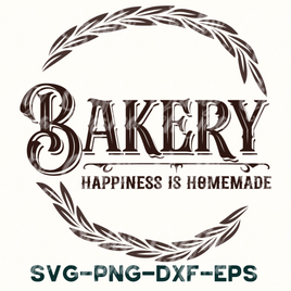 a bakery logo with the words bakery happiness is homemade