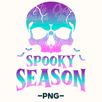 Neon Spooky Season Skull Png