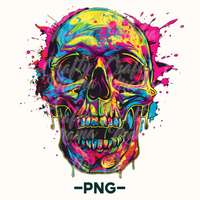 Neon Trendy Halloween Skull Png