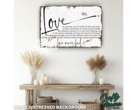 Love Never Fails Canvas Sign