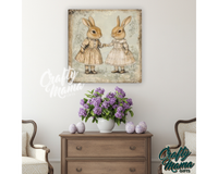 Vintage Easter Bunnies Canvas Sign