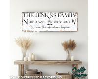 Family Name And Location Canvas Sign