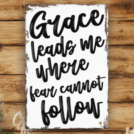 Grace Leads Me Canvas Sign